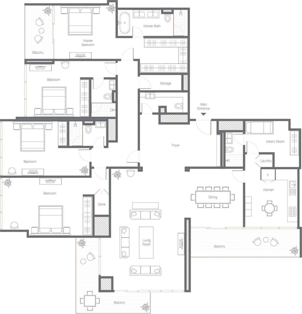 Penthouse Type 4B, Size 3129 Sq Ft
